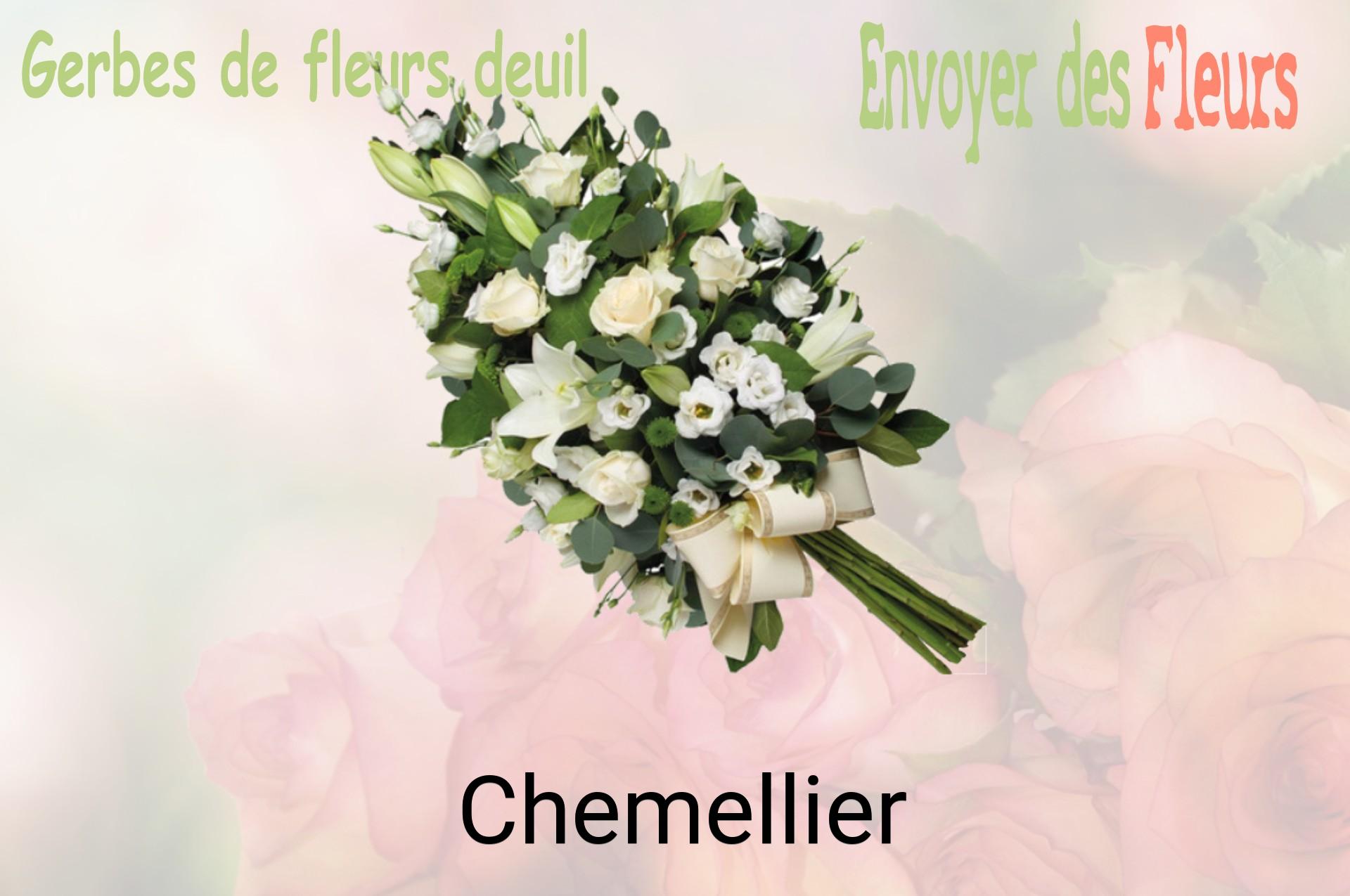 Gerbe de fleurs de deuil livrée à Chemellier